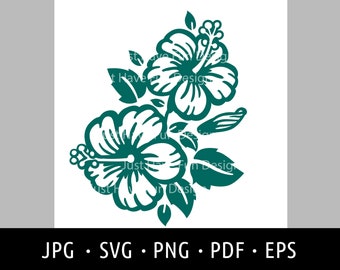 Hibiskus svg, druckbare Blumendatei, herunterladbare Wildblumendruck, Sommer-Vibes-T-Shirt-Design, Tragetaschendruck, Hibiskusblumenplakat, PNG