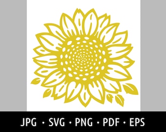 Sonnenblume Becher SVG, Sonnenblume digitales Bild, Sonnenblume PNG, Sonnenblume Aufkleber, Wildblume SVG, Sonnenblume Clip Art, Floral Aufkleber drucken