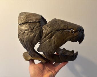 Fossil / replica of a Dunkleosteus fish head, museum quality.