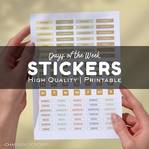 Days of the Week Printable Stickers, Minamalist Stickers, Printable Planner Stickers, Simple Stickers, Functional Stickers, Weekday Stickers