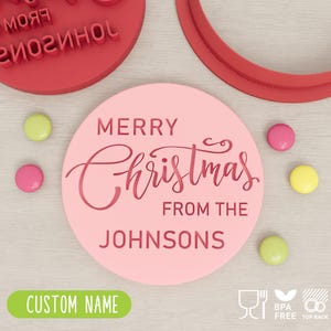Personalised Merry Christmas (Style 1) Cookie Cutter & Fondant Stamp