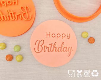 Happy Birthday (Style 1) - Cookie Cutter & Fondant Stamp