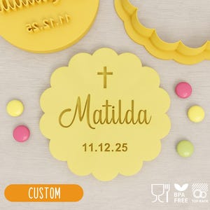 Custom Name and Date Baptism Christening Cookie Cutter & Fondant Stamp