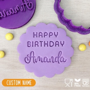 Personalised Birthday (Style 1) Cookie Cutter & Fondant Stamp