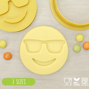 Emoji Face with Sunglasses Cookie Cutter & Fondant Stamp