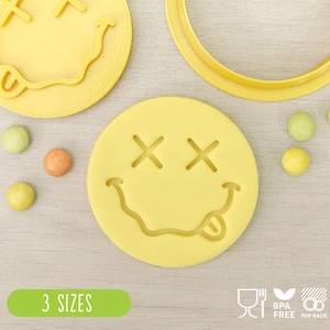 X Eyes Smiling Face Emoji Cookie Cutter & Fondant Stamp