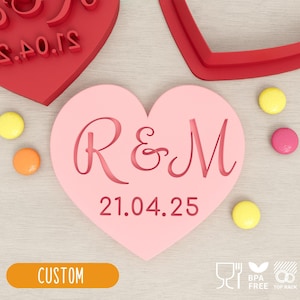Custom Wedding Initials and Date (Style 1) Cookie Cutter & Fondant Stamp