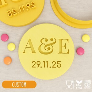 Custom Wedding Initials and Date (Style 2) Cookie Cutter & Fondant Stamp