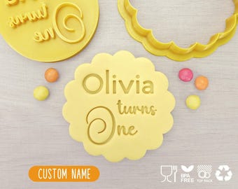 Personalised First Birthday (Style 2) Cookie Cutter & Fondant Stamp