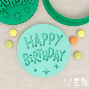Happy Birthday (Style 2) - Cookie Cutter & Fondant Stamp