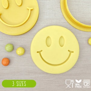Emoji Face with Smile Cookie Cutter & Fondant Stamp