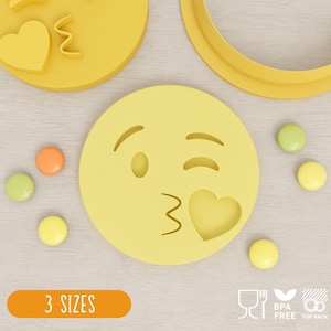 Kissing Face With Heart Emoji Cookie Cutter & Fondant Stamp