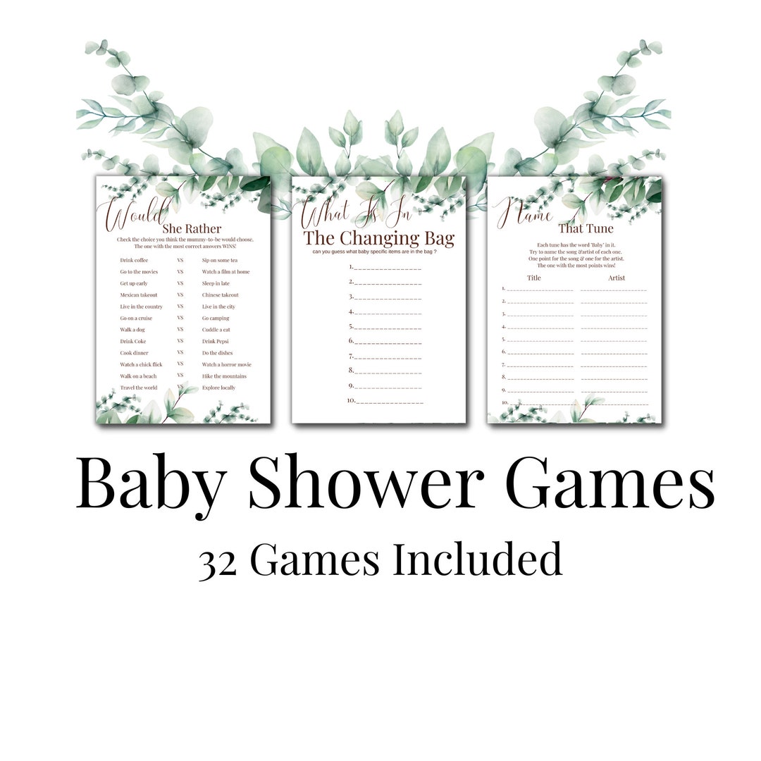 Printable Baby Shower Party Game Bundle Fun Baby Party Games Etsy