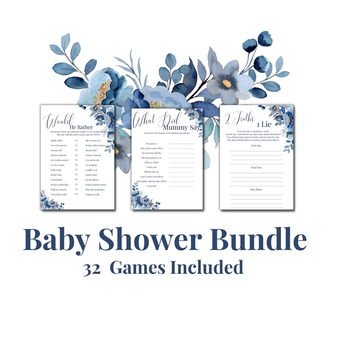 Printable Baby Shower Party Game Bundle Fun Baby Party Games Etsy