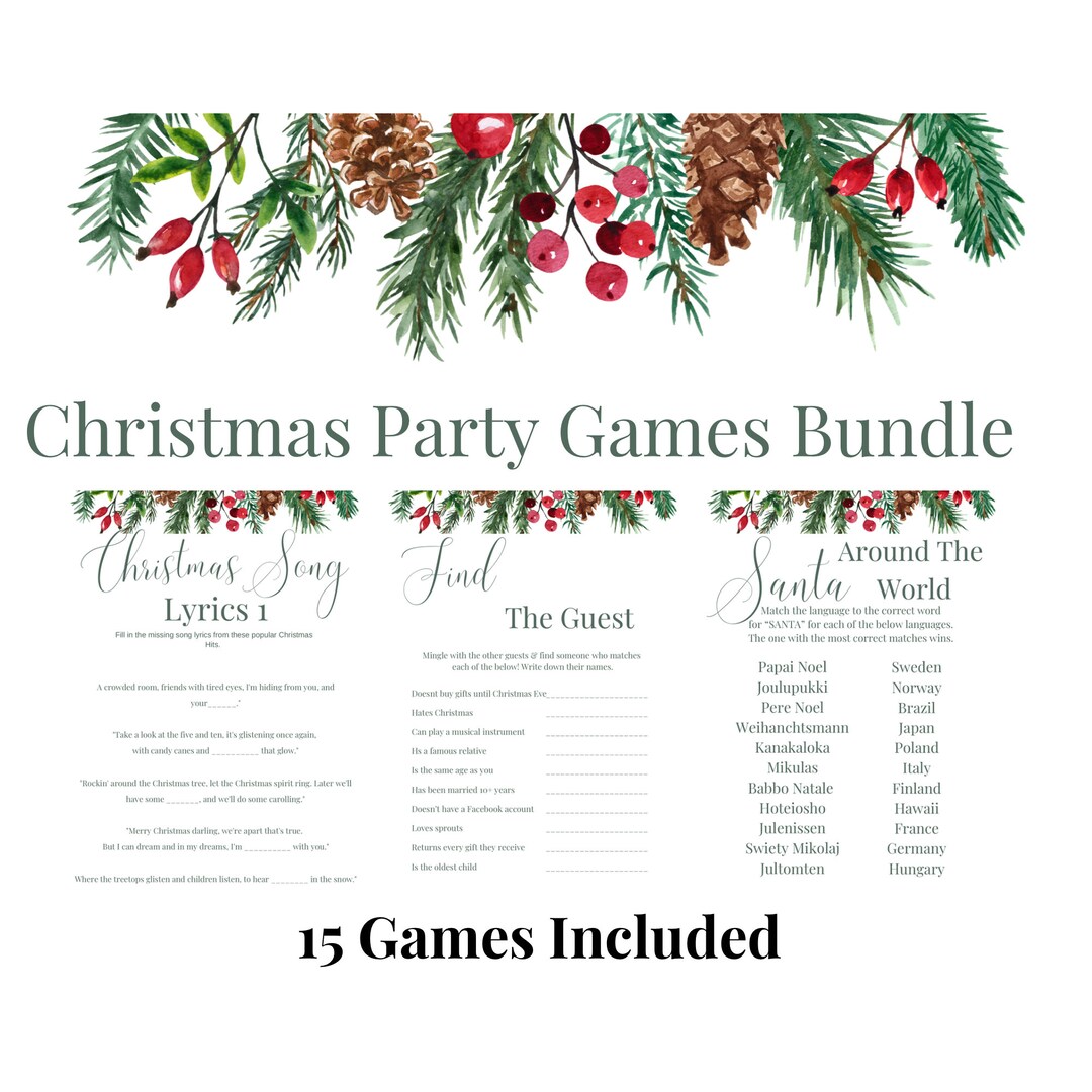 Printable Christmas Party Game Bundle Fun Family Games for - Etsy