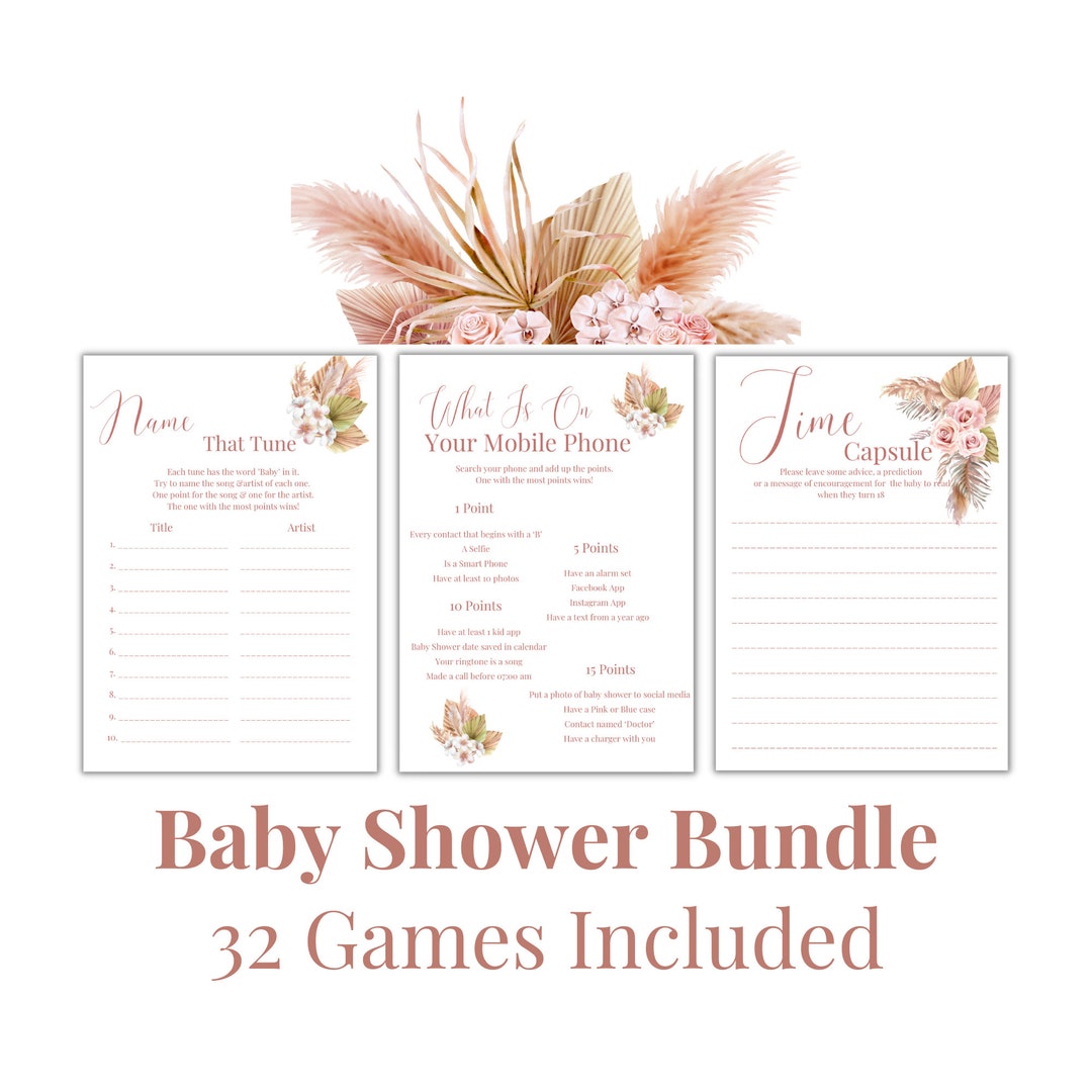 Printable Baby Shower Party Game Bundle, Fun Baby Party Games for Baby