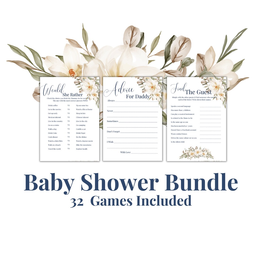 Printable Baby Shower Party Game Bundle, Fun Baby Party Games for Baby