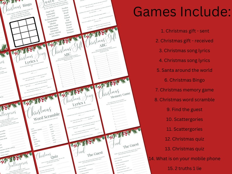 Printable Christmas Party Game Bundle Fun Family Games for - Etsy