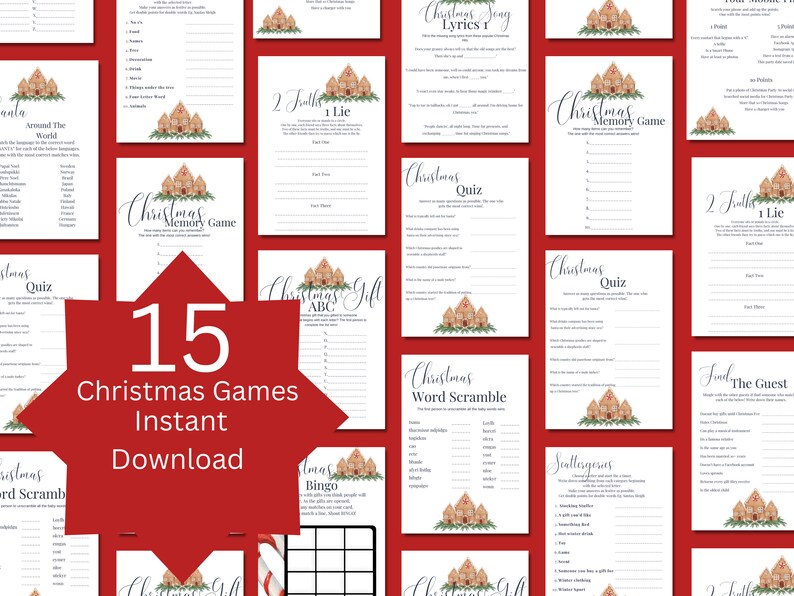 Printable Christmas Party Game Bundle Fun Family Games for - Etsy