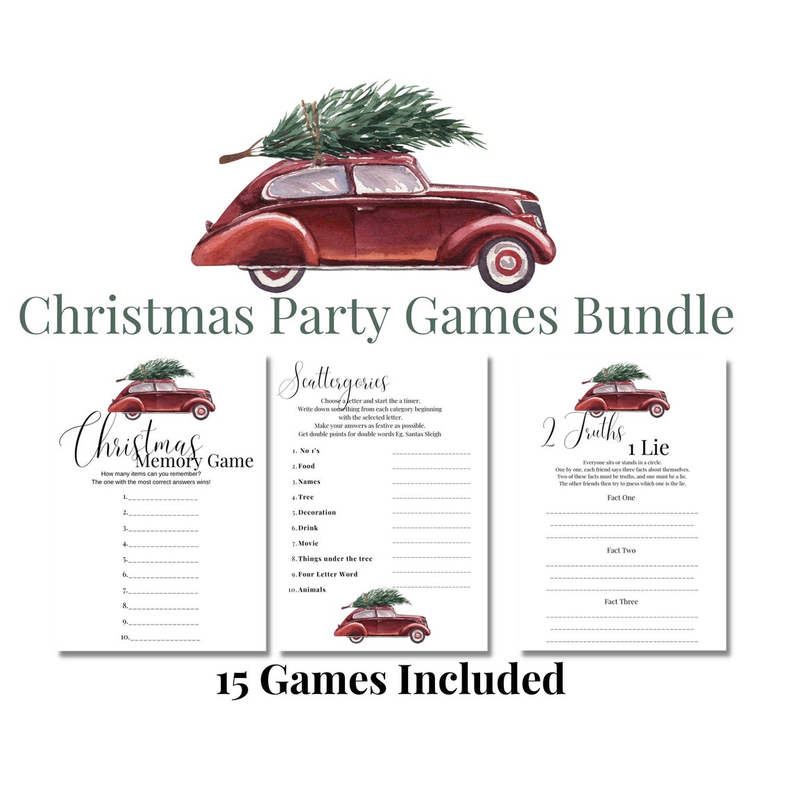 Printable Christmas Party Game Bundle, Fun Family Games for the