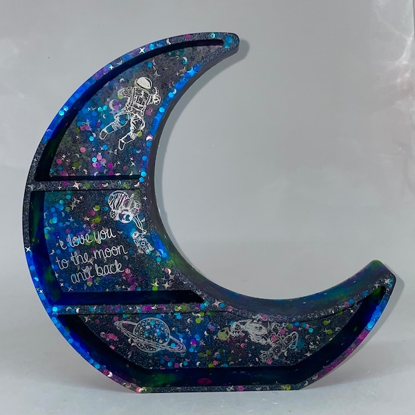 Hokku Designs Crescent Moon Shelf1 Black Crystal Display Holder, Gothic