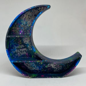 Hokku Designs Crescent Moon Shelf1 Black Crystal Display Holder, Gothic