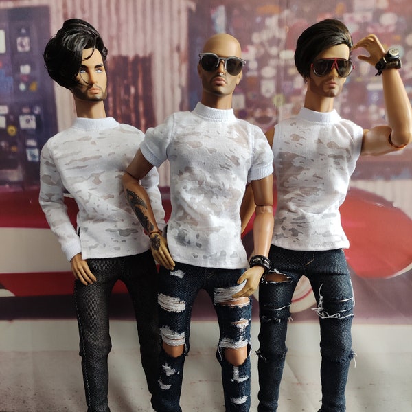Very precise made top T-shirt for IT Homme dolls with long sleeve