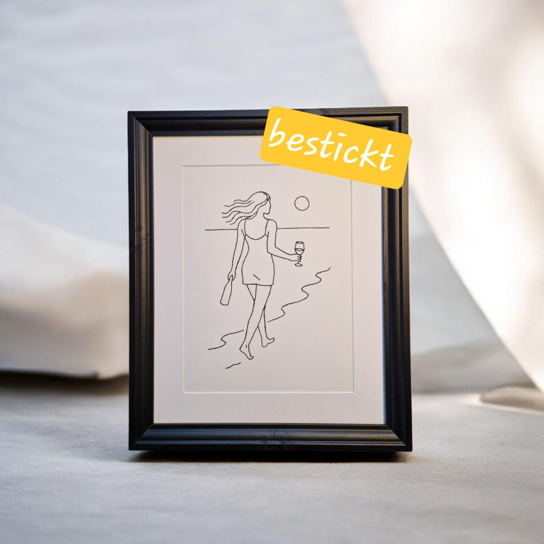 Lineart Bild Frau Am Strand Von Hand Gestickt Etsy de Lineart Bild Frau Am Strand Von Hand Gestickt Etsy de