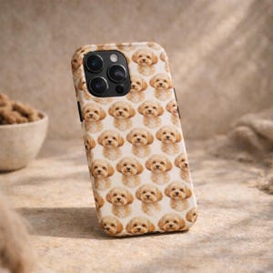 Aprikospudelblandningsskal för hund | Shihpoo Cavapoo Cockapoo Maltipoo-skal | Anpassat hundskal | Söt valp-iPhone-skal | Gåva för hundälskare