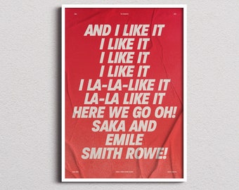 Arsenal Saka and Smith Rowe Chant Poster | Arsenal Print | The Gunners | Arsenal Gift | Football, Soccer, Birthday Gift