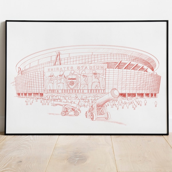Arsenal Emirates Stadium illustration | Arsenal Print | Arsenal Poster | Arsenal Gift | Print Wall Art, Football, Soccer, Birthday Gift