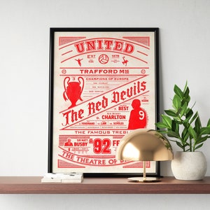 Manchester Retro Print, Manchester History Poster, Manchester Birthday Gift Manchester Fan Gift,  Manchester Gift for dad, Soccer,