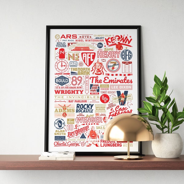 Arsenal Print | Arsenal Poster | Arsenal History | The Gunners | Arsenal Gift | Print Wall Art, Football, Soccer, Birthday Gift