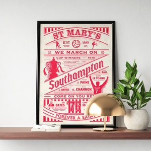 Southampton History Poster, Southampton Retro Print, Southampton Birthday Gift, Football, Southampton fan gift, Southampton gift for dad
