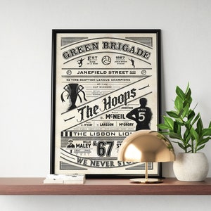 Celtic Print | Celtic Retro History Poster | Celtic Gift | Print Wall Art, Football, Soccer, Birthday Gift