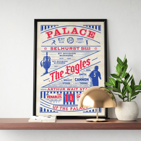 Crystal Palace History Print | Crystal Palace Retro Poster | Crystal Palace Gift | Football, Soccer, Birthday Gift