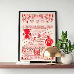 rétro histoire de Middlesbrough | Affiche de Middlesbrough | Le Boro | Cadeau Middlesbrough | Football, Football, Cadeau d'anniversaire