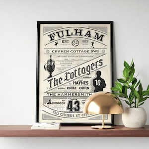 Fulham History Poster, Fulham Retro print, Fulham Gift, Football Print, Fulham Wall Art, Soccer, Fulham Birthday Gift, Fulham gift for dad