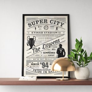Manchester City History Print | Vintage Poster | Man City Poster | Man City Gift | The Cityzens, Football, Soccer, Birthday Gift