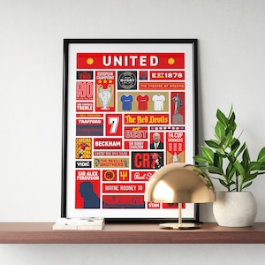 Manchester History Print | Manchester Poster | The Red Devils | Manchester Gift | Football, Wall Art, Soccer, Birthday Gift