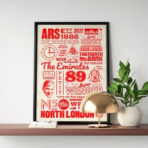 Arsenal Retro Poster, Arsenal History Print, Arsenal Birthday Gift, Arsenal Wall Art, Soccer, Arsenal gift for dad, Arsenal fan gift