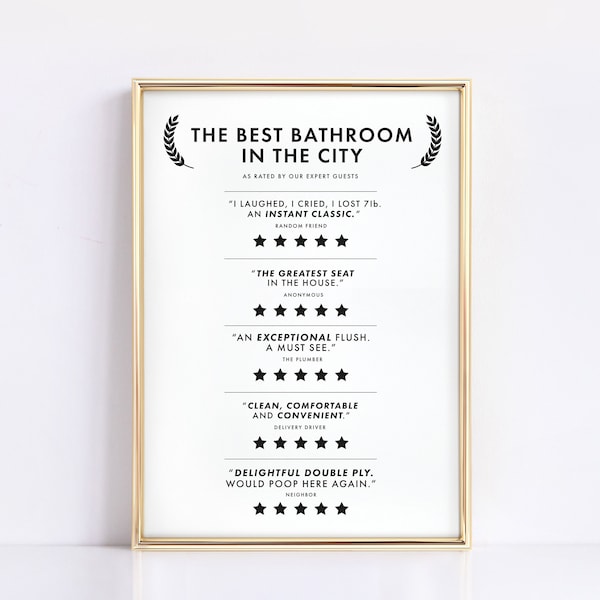 Funny Bathroom Rating Print | Bathroom Wall Art | Printable Wall Art | Bathroom Rating Print | Bathroom Wall Decor | Downloadable Art