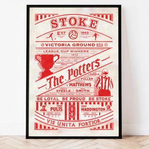 Stoke History Poster, Stoke Retro Print, Stoke Birthday Gift, Football, Soccer, Stoke Wall Art, Stoke fan gift, Stoke gift for dad