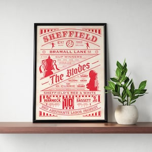Sheffield Utd Retro History Print | Sheffield Utd Poster | Sheffield Utd Gift | Football, Soccer, Birthday Gift