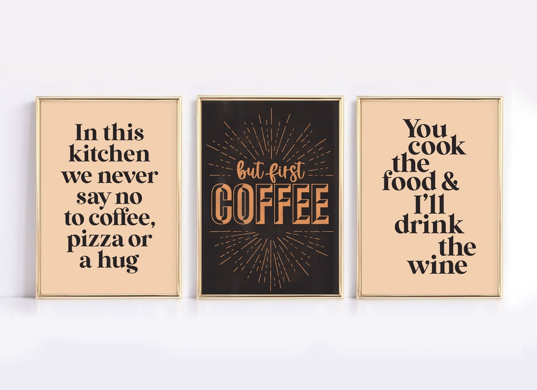 Kitchen Wall Decor Set of 3 PRINTABLES Kitchen Print Set Modern Kitchen ...