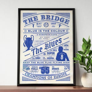 Chelsea History Print, Chelsea Retro Poster, Chelsea Birthday Gift, Chelsea Fan Gift, Chelsea Wall Art, Soccer, Chelsea gift for dad