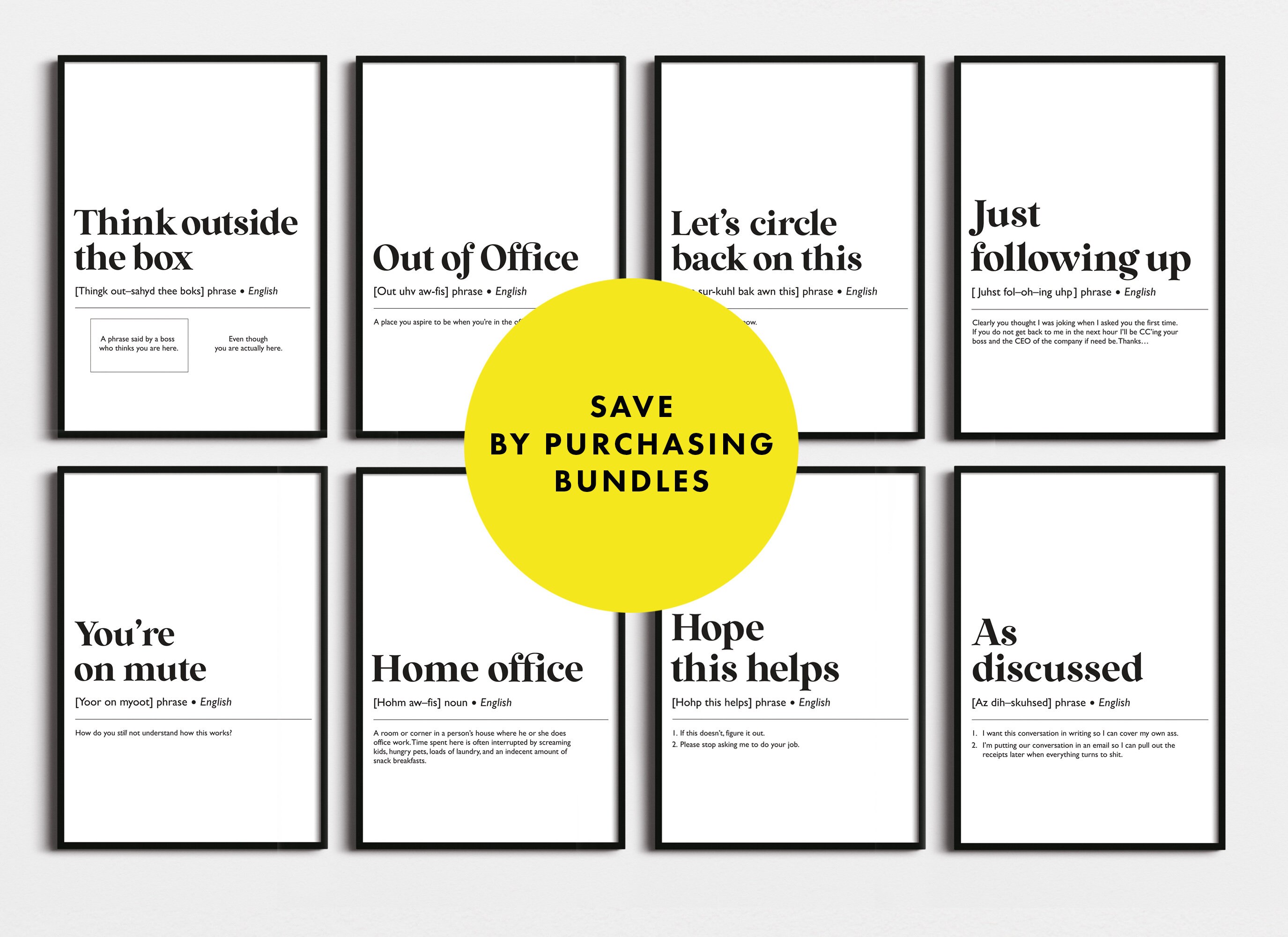 Funny Office Wall Art Set of 3 Home Office Wall Art Office Etsy