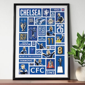 Chelsea History Poster, retro print, Chelsea Gift, Chelsea Wall Art, Football print, Soccer, Chelsea Birthday Gift, Chelsea gift for dad