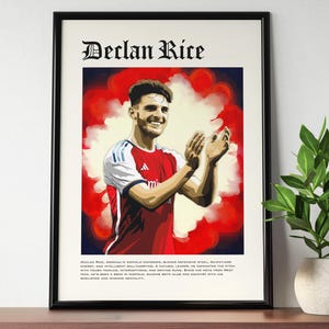 Declan Rice Poster | Arsenal Print | The Gunners | Arsenal Gift | Wall Art, Print Wall Art, Football, Birthday Gift