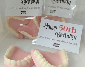 Happy Birthday Gummy Dentures 18th 21st 30th 40th 50th 60th all Ages, Birthday Joke, teeth joke Happy Birthday False Teeth Joke Gift Prank